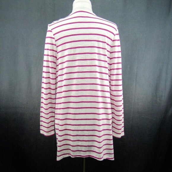 Chicos Ultimate Tee White Pink Long Open Cardigan Jacket Size S 0 Side Pockets - Picture 5 of 10